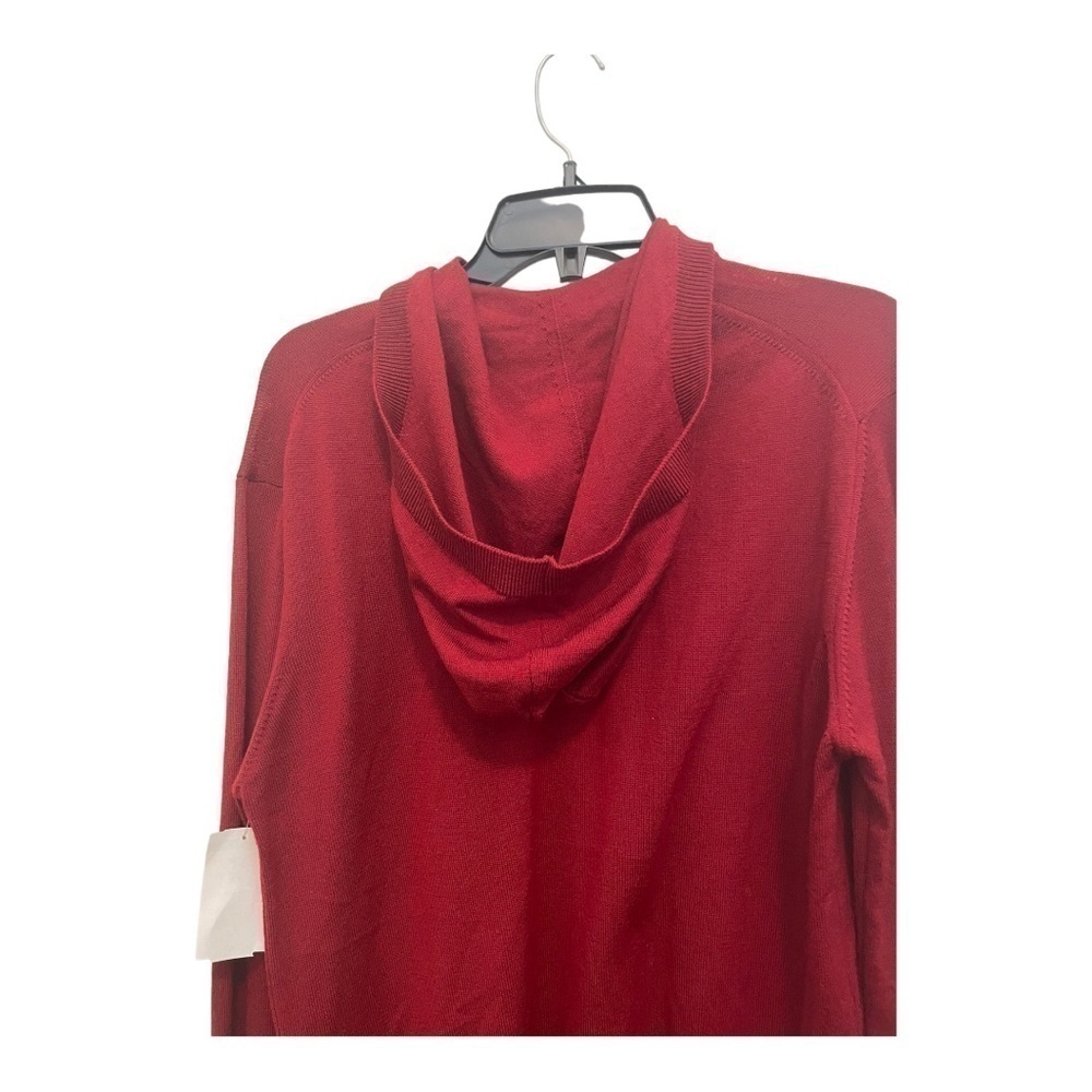 bugatchi MERINO WOOL HOODED PULLOVER IN RUBY - Picture 7 of 12